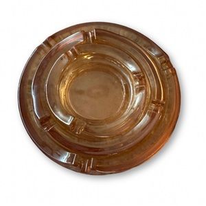 Vintage Jeanette Marigold Iridescent Carnival Glass 3 Round Nesting Ashtrays